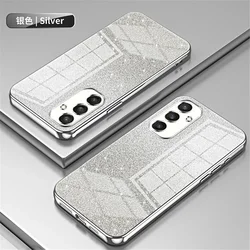 Luxury Gradient Glitter Bling Plating Soft Silicone Back Cover for Samsung S26 (Silver)