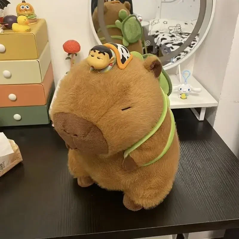 

45cm Capybara Plush With Turtle Backpack Simulation Capibara Anime Fluffty Doll Cute Stuffed Animals Doll Xmas Gift Kid Toy 10cm