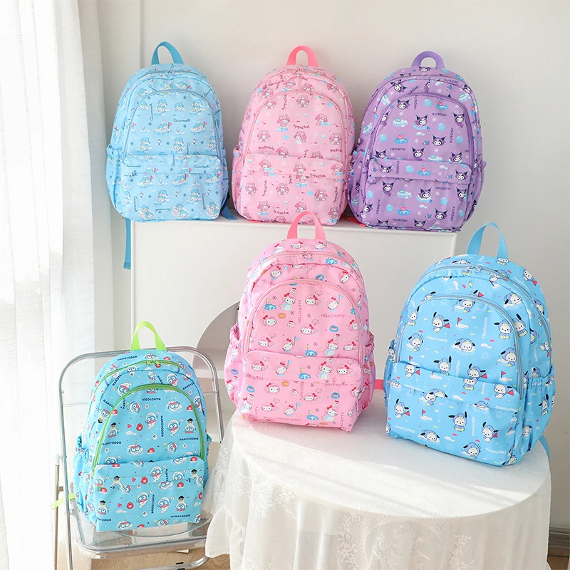

Sanrio School Bag Large Capacity Oxford Cloth Leisure Travel Backpack Cartoon Cute Cinnamoroll My Melody Student Lightweight Bag