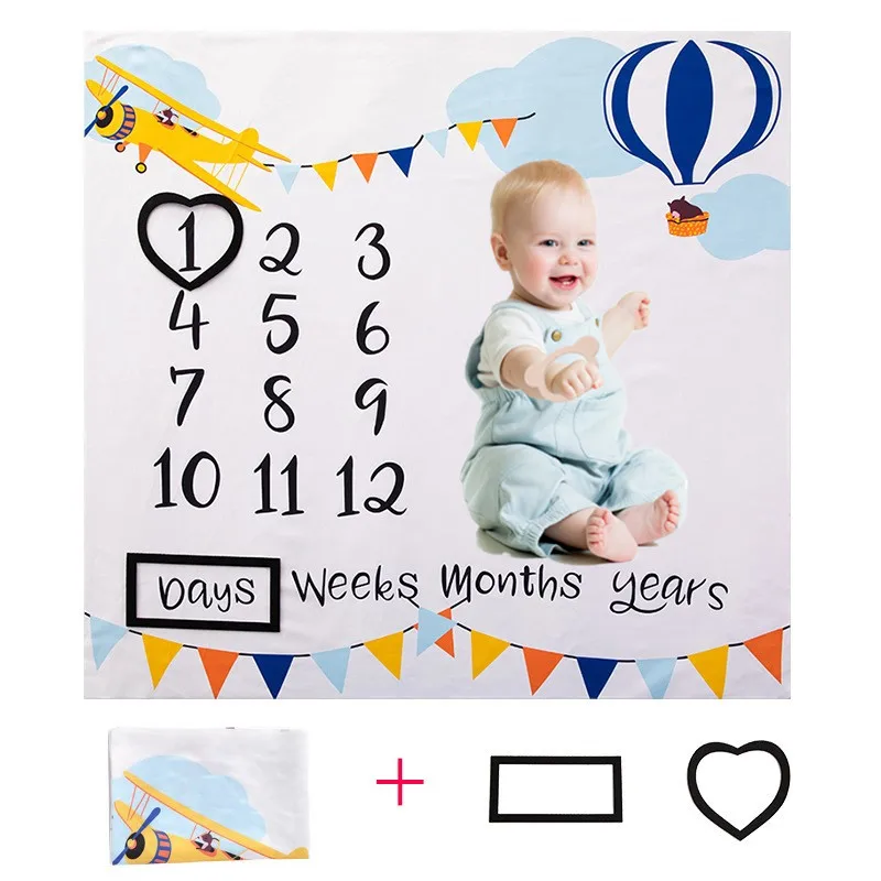 Newborn Baby Boy Baby Monthly Milestone Mat Baby Milestone Blanket