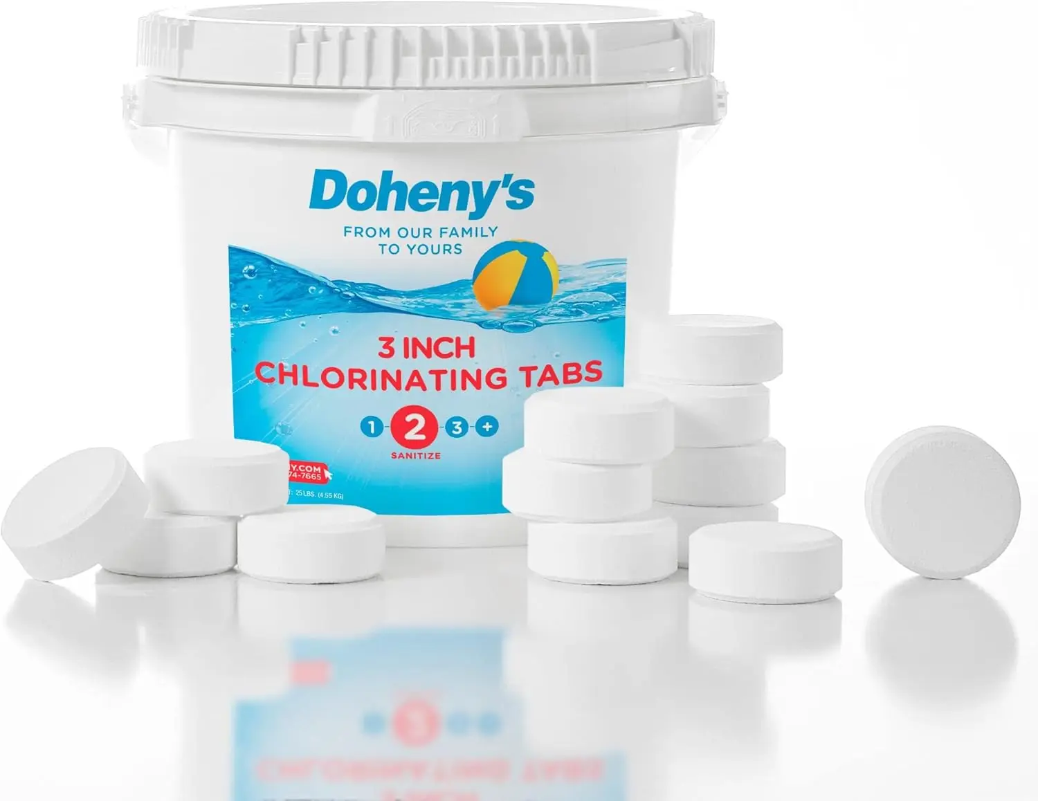 3-Inch Stabilized Chlorine Tablets 99% Pure Tri-Chlor, 90% Available Chlorine Long-Lasting,