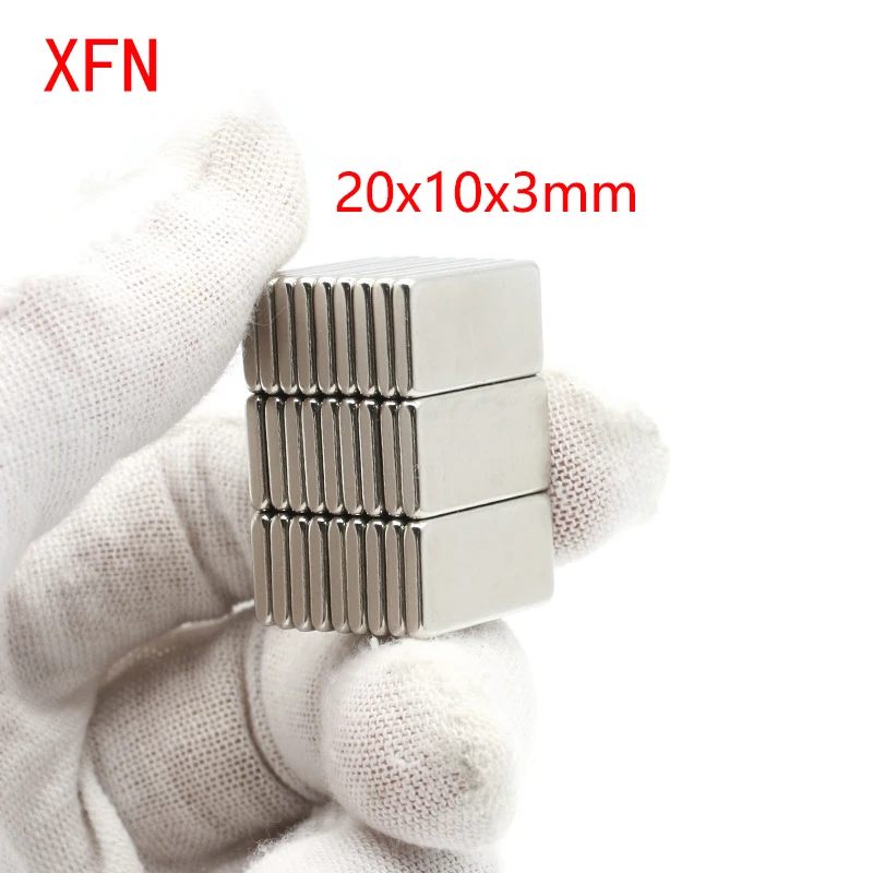 10/20/50Pcs 20x10x3 N52 Strong Neodymium Magnet Strip 20mm*10mm*3mm NdFeB Block Powerful Permanent Magnetic Bag Button Imanes