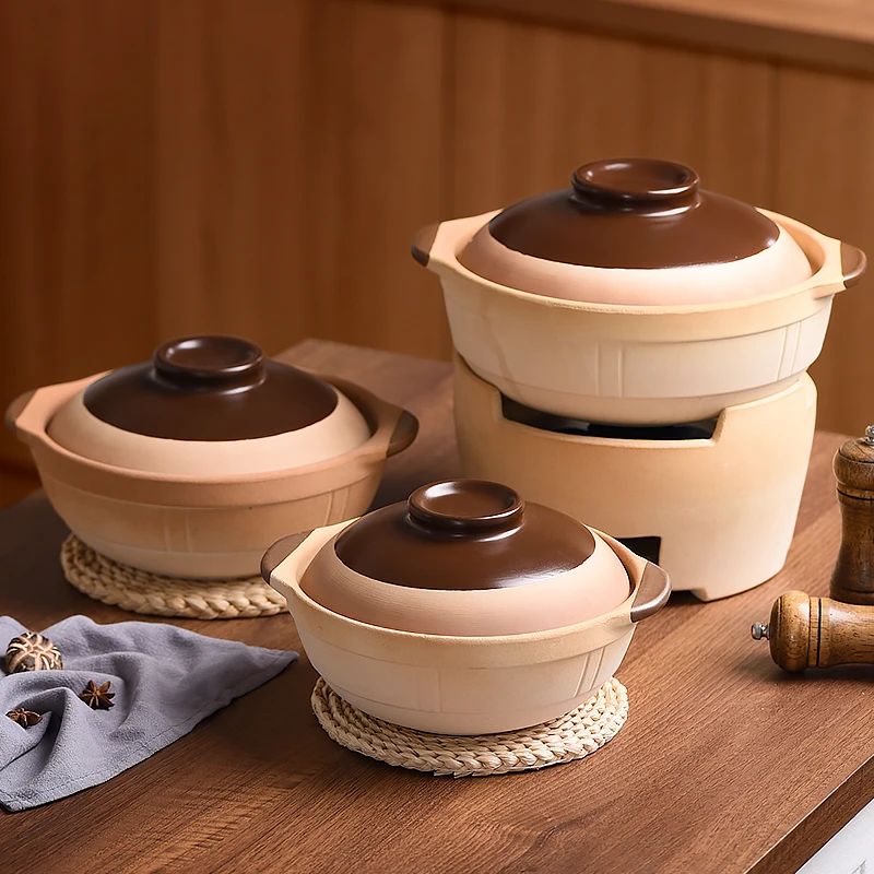 

Old-fashioned Clay Casserole Soup Rice Stewpot Gas Stove Small Casserole Ceramic Pot Special Soup Can Withstand High Temperature