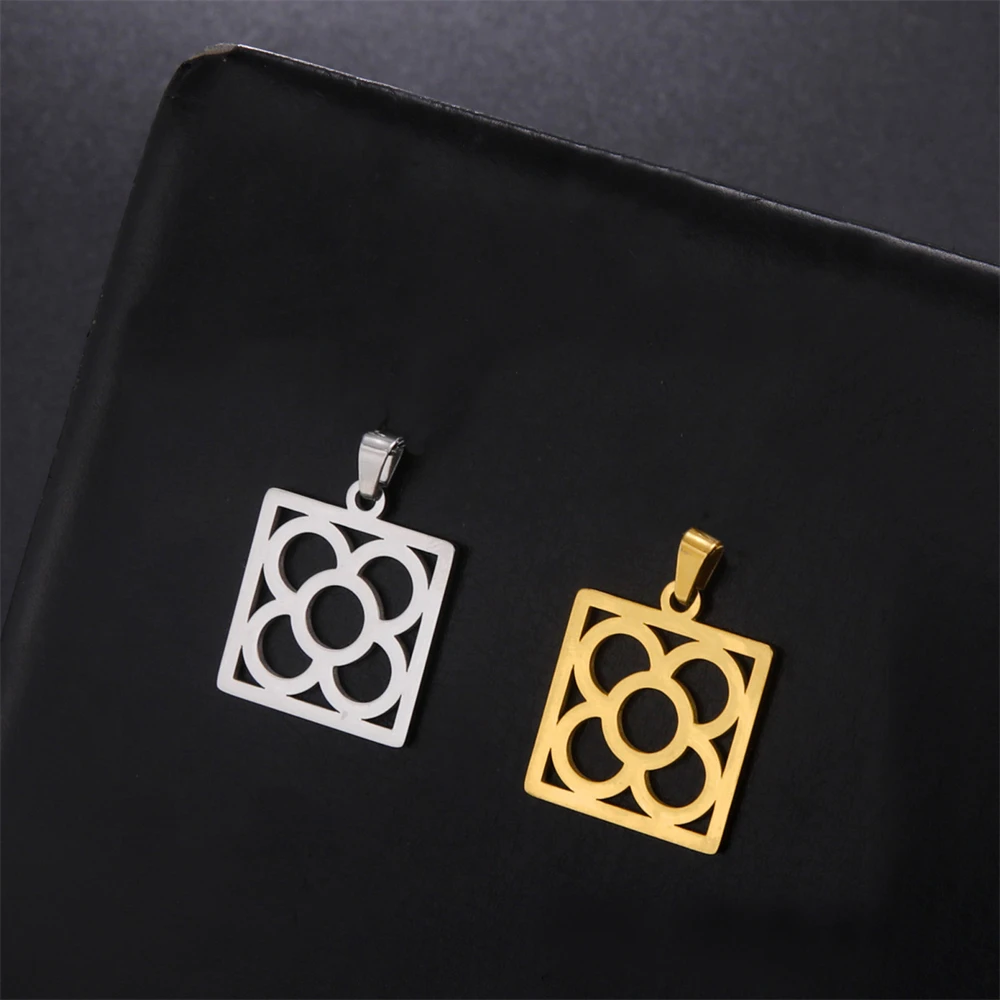 5 teile/los Barcelona Floral Charms Für Schmuck Machen Edelstahl Höhlte Quadratische Anhänger Für Ohrringe Halskette Diy Zubehör – Detail 5
