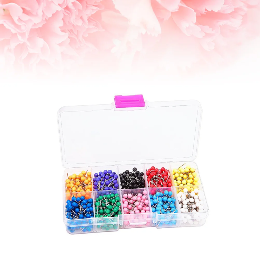 

500pcs Colored Thumbtack Plastic Colorful Drawing Pin Push Pin Set for Maps Calendar 10 Different Colors