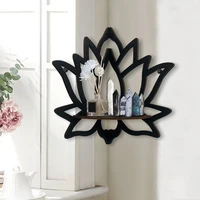 Wooden Lotus Hollow Decorative Rack Aromatherapy Organiser Essential Oil Candle Holder Wall Mounted Shelf Corner Shelf 3