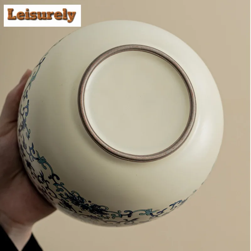 1500ML Ru Kiln Blue And White Ceramic Jianshui Tea Washing Basin Tea Garbage Can Tea Dust Cylinder Barrel Chaxi Bowl Ornaments