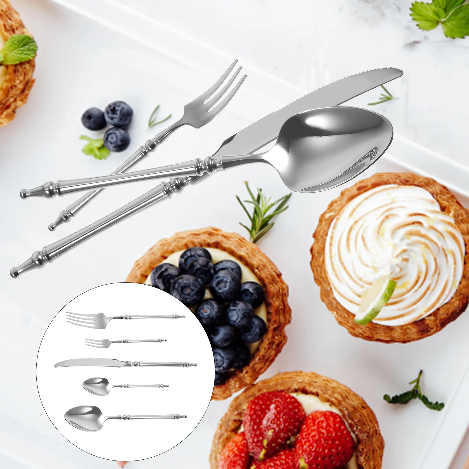 

Stainless Steel Cutlery Serving Utensils Forks and Portable Kitchen Supplies Dinnerware Steak Tableware
