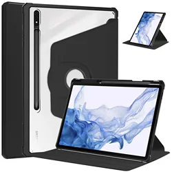 Premium Leather Tablet Case with 360° Rotation Stand and Clear Crystal Design for Tab S11ultra (Black)