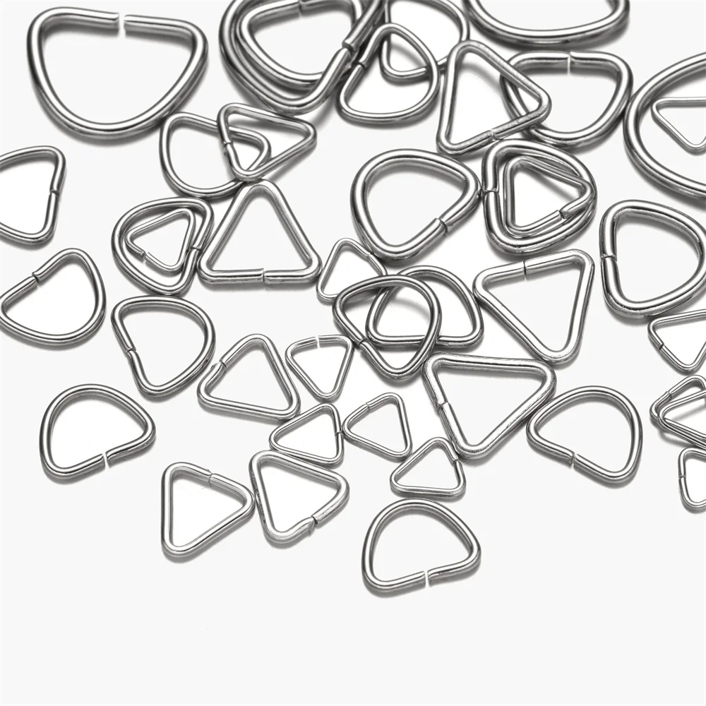 100 Stück Edelstahl Dreieck Ton Split Biegeringe Verbinder für DIY Anhänger Schmuckherstellung Handwerk Verschlüsse Zubehör Bulk – Detail 4