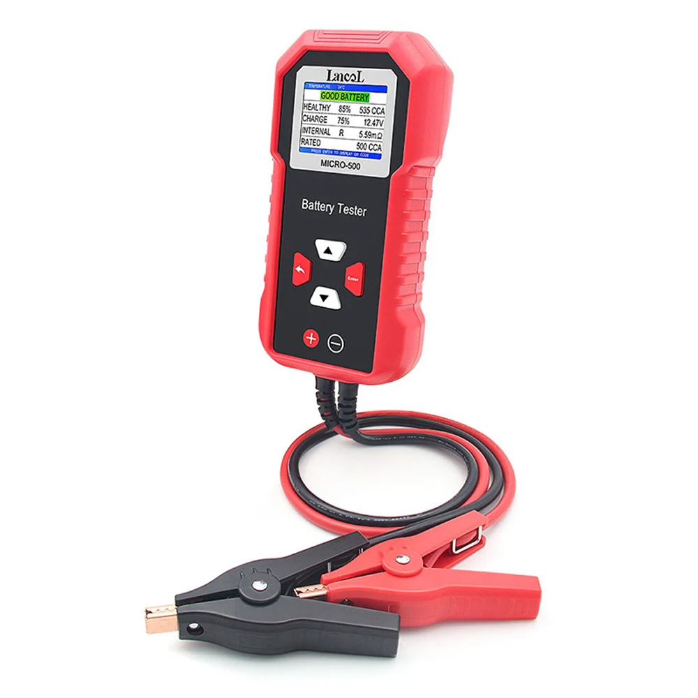 12V Car Battery Tester  Lancol Micro 500 40-3000 CCA Lithium Battery Test Lead Acid Battery Analyzer LED Display 5