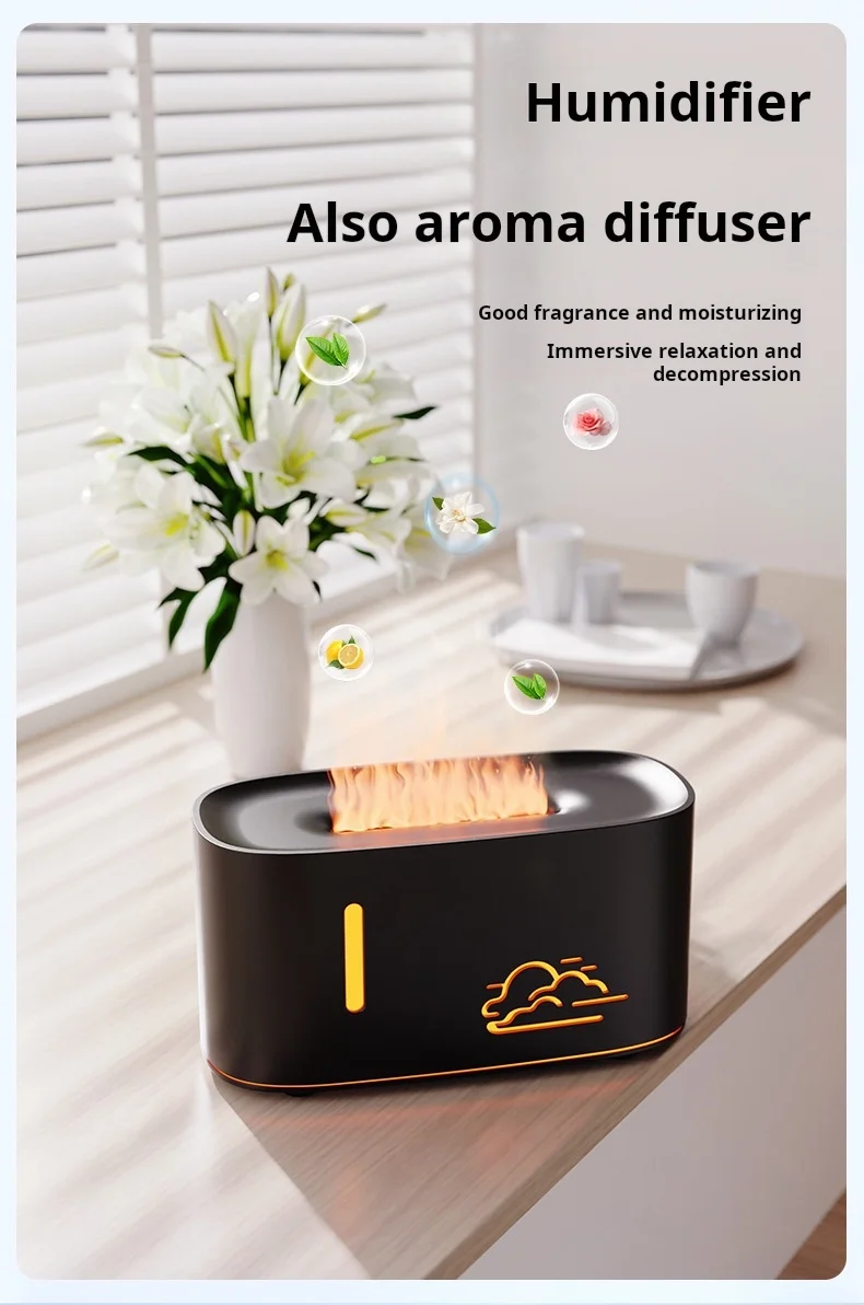Description Picture 5 of item2025 New Cloud-shaped Humidifier Portable USB Flame Humidifier Home Bedroom Diffuser Small Size for Bedroom Aromatherapy
