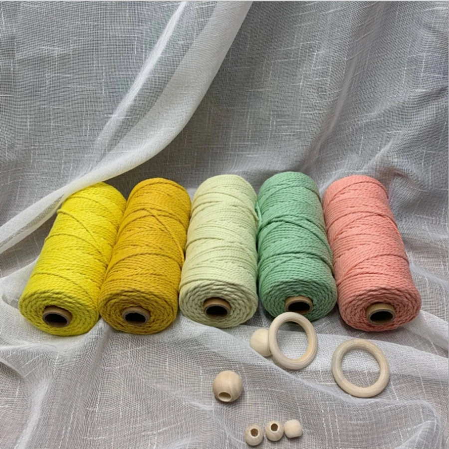 Vibrant 2mm Cotton Macrame Cord for Crafts and Home Decor - 100m Roll