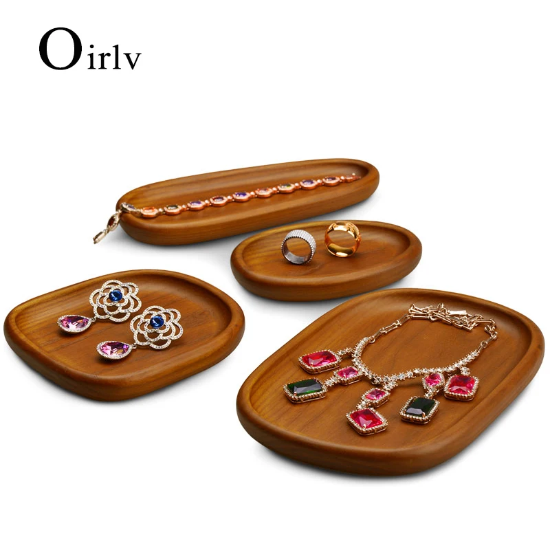 

Лоток для показа ювелирных изделий Oirlv, многофункциональный лоток-органайзер из цельного дерева с кольцом и браслетом, с подвеской из микрофибры