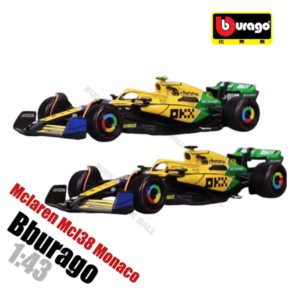 Bburago 1:43 Mclaren Mcl38 Monaco Grand Prix 2024 Diecast Car Model F1 Alloy Miniature 4# Lando Norris 81# Oscar Piastri Car Toy 4