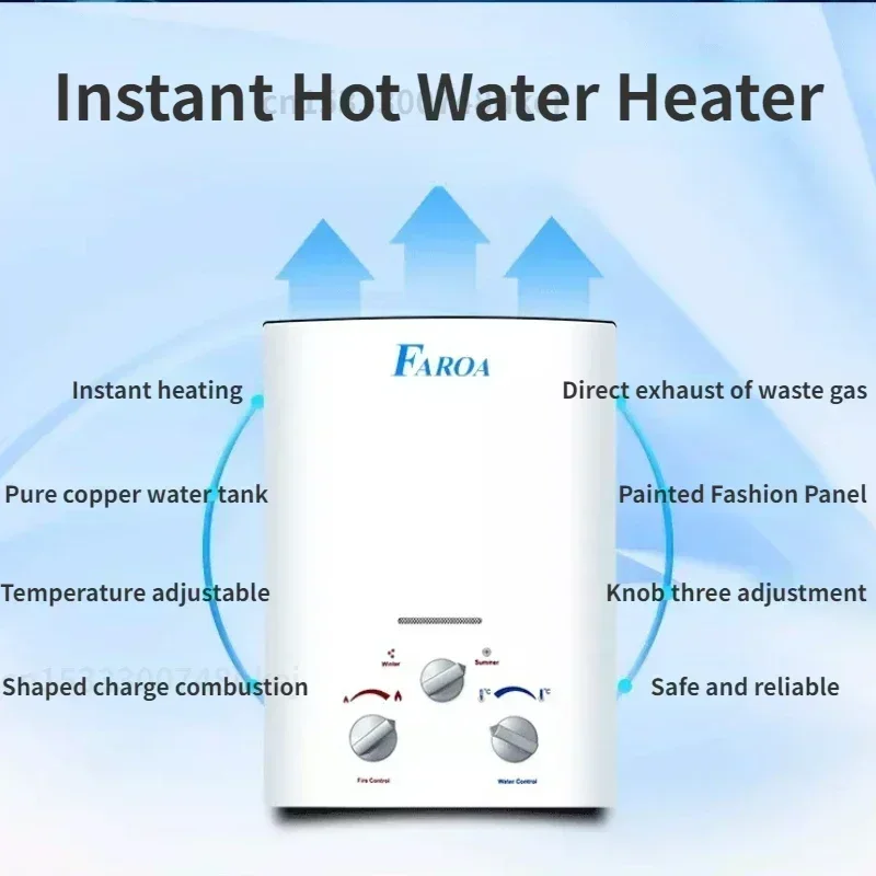 LPG Water Heater LPG Propane Gas Tankless Water Heater 6L Outdoor Camping Instant Bath With Shower Head