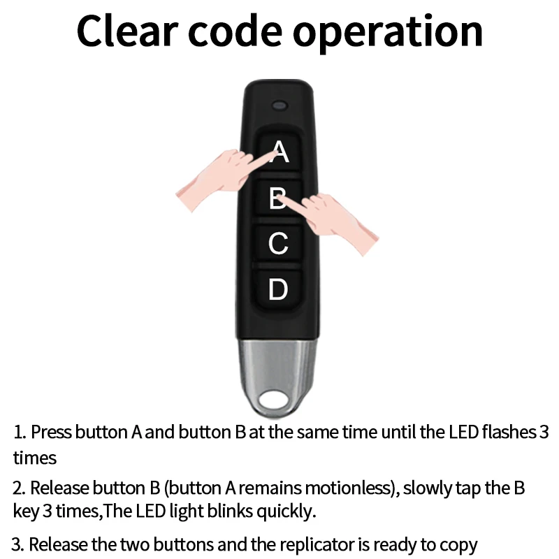 Universal Remote Control Garage Door Key 433.92mhz ABCD Button Transmitter Duplicator Clone Cloning Code 3