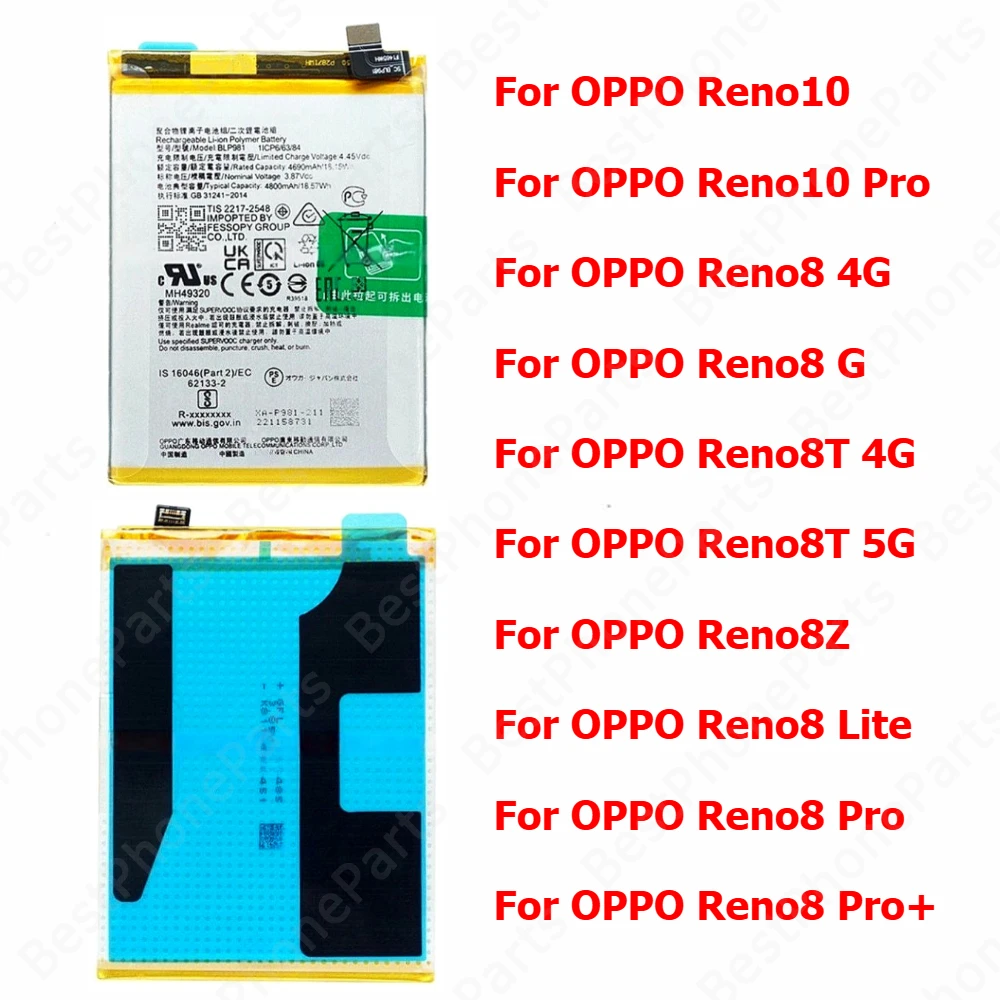 Battery For Oppo Reno 10 Pro 8 Lite Reno10 Reno8 T Z 8T 4G 8Z 5G
