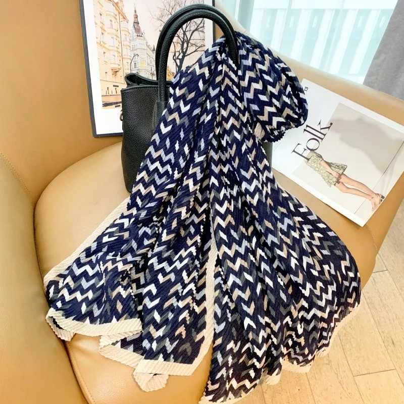 

2024 Новый 180x90 см мусульманский однотонный складной женский хиджаб в полоску Женская модная безразмерная шаль шарф готовый