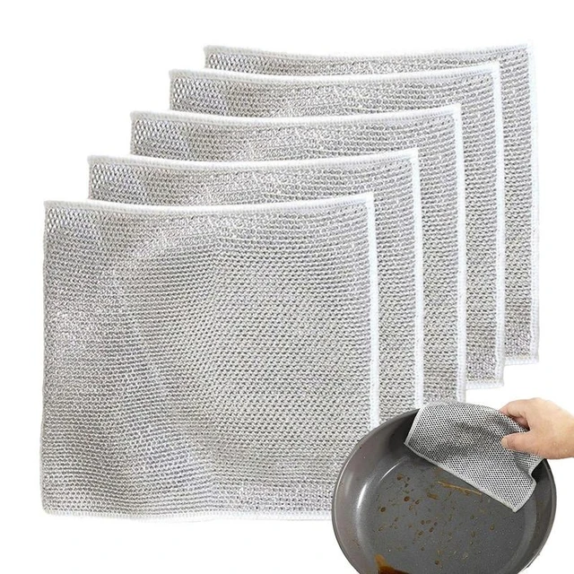 10X Multipurpose Wire Dishwashing Rags for Wet and Dry, Wire Dishwashing Rag