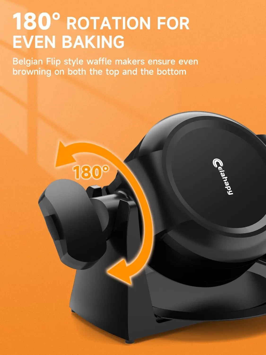 Maker, 1400W Double Belgian Waffle Iron 180&deg; Flip, 8 Slices, Rotating & Nonstick Plates, Removable Drip Tray for Easy Cle