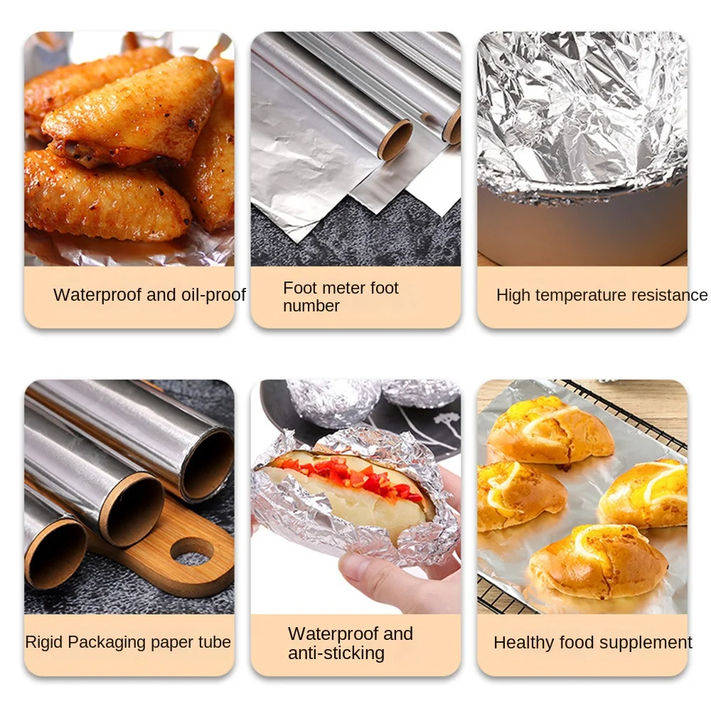 Disposable tin foil 5M/10M/20M aluminium catering tin foil disposable BBQ accessories baking wrap thickened heat safe