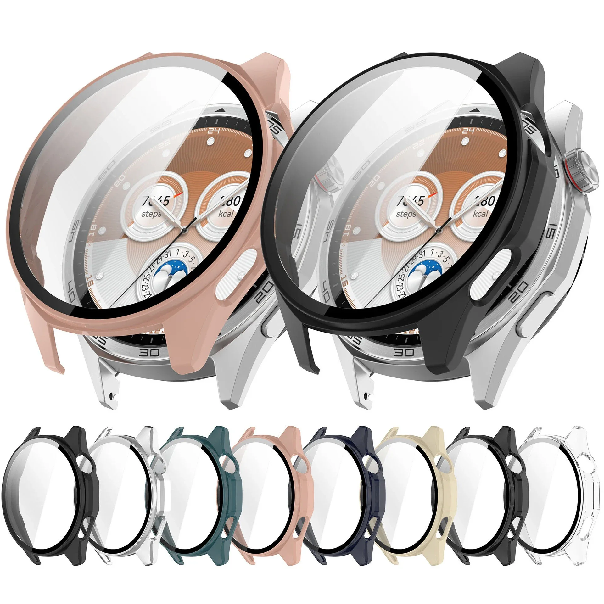Premium Tempered Glass PC Screen Protector Case - 46mm Watch Accessory Cover