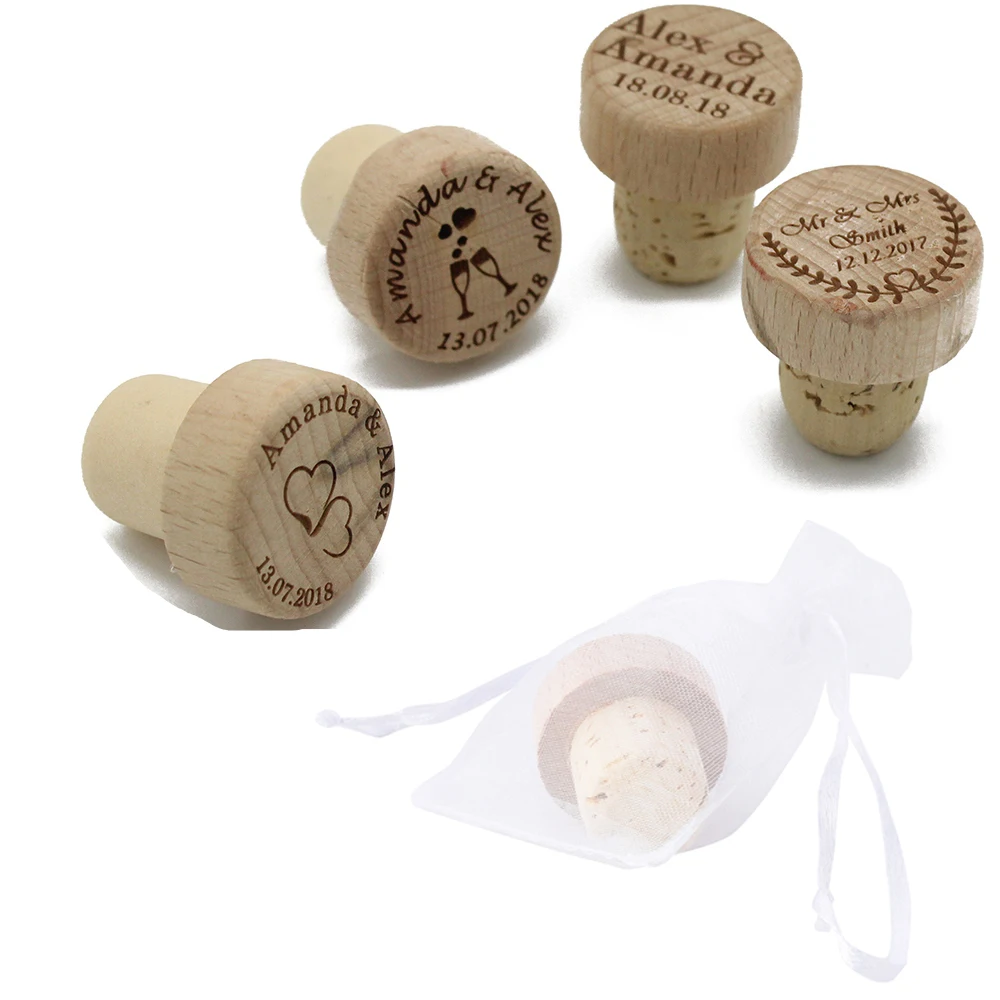 Wooden Wine Bottle Stopper 50pcs Personalized Engraved For Party Gift