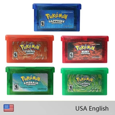 

Pokemon Series GBA Game 32 Bit Video Game Cartridge Console Card Emerald FireRed LeafGreen Ruby Sapphire USA Version for GBA NDS