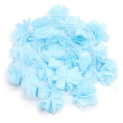 Set of 20 Colorful 3D Pink Petal Chiffon Flower Lace Trim for Sewing and Dress Decoration (Sky Blue)
