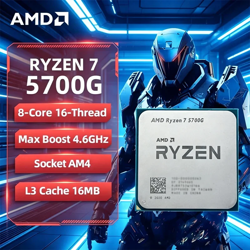 AMD Ryzen 7 5700G 새 제품 AMD R7 5700G CPU 4.6GHz 8코어 16스레드 16MB L3 캐시 소켓 AM4 프로세서 (패키지 미포함)