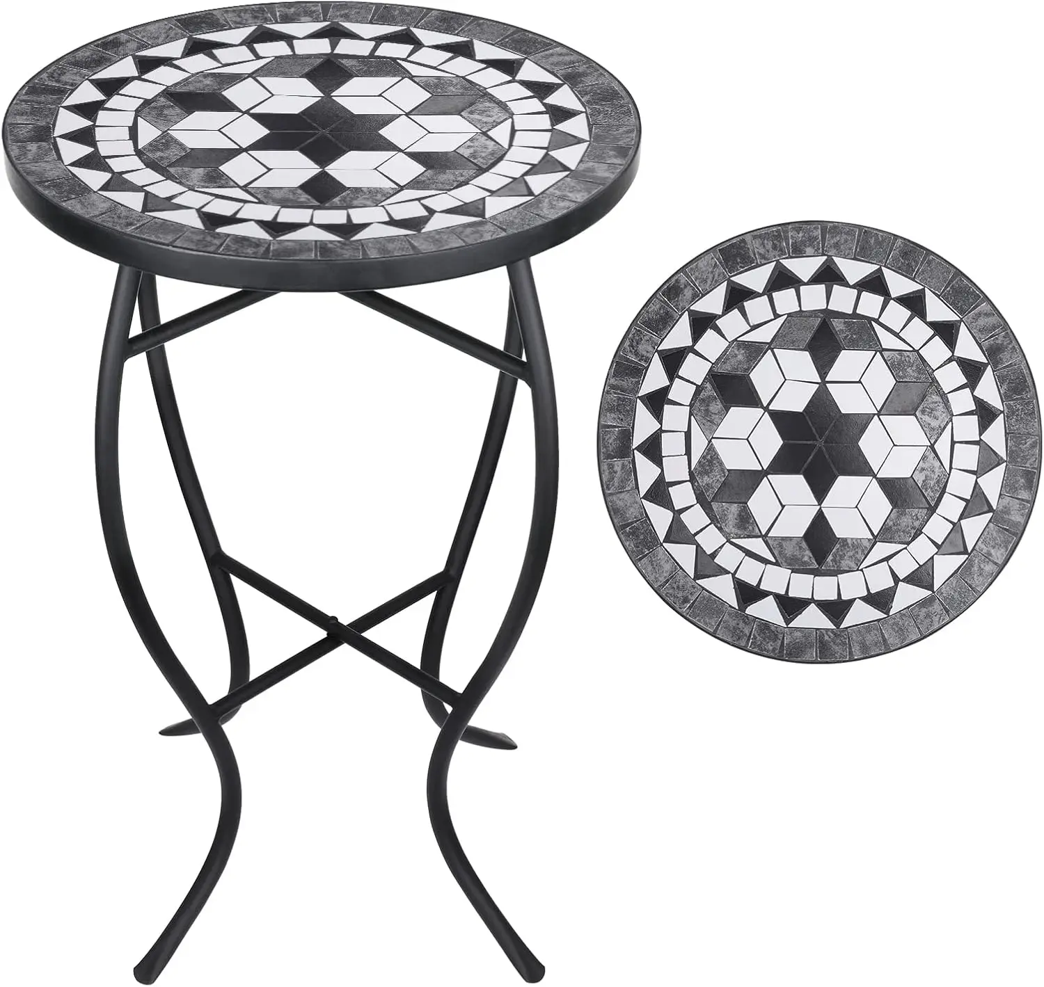Outdoor Side Table, Round End Table, Patio Accent Table Indoor Plant Stand for Living Room 2