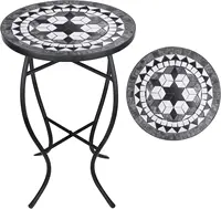 Outdoor Side Table, Round End Table, Patio Accent Table Indoor Plant Stand for Living Room 2