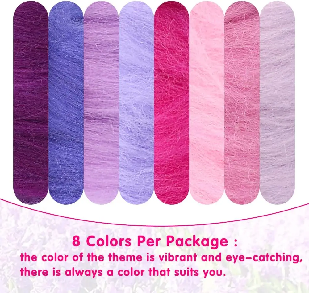 DIY Wool Roving Needle Felting 8 Colors Wool Felting Fibre Handmade Material For Beginners Needle Product Making