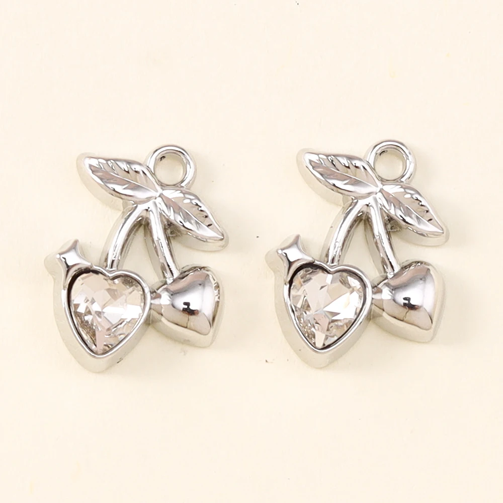 Exquisite Red Cherry Charms for DIY Jewelry Creations - Set of 5