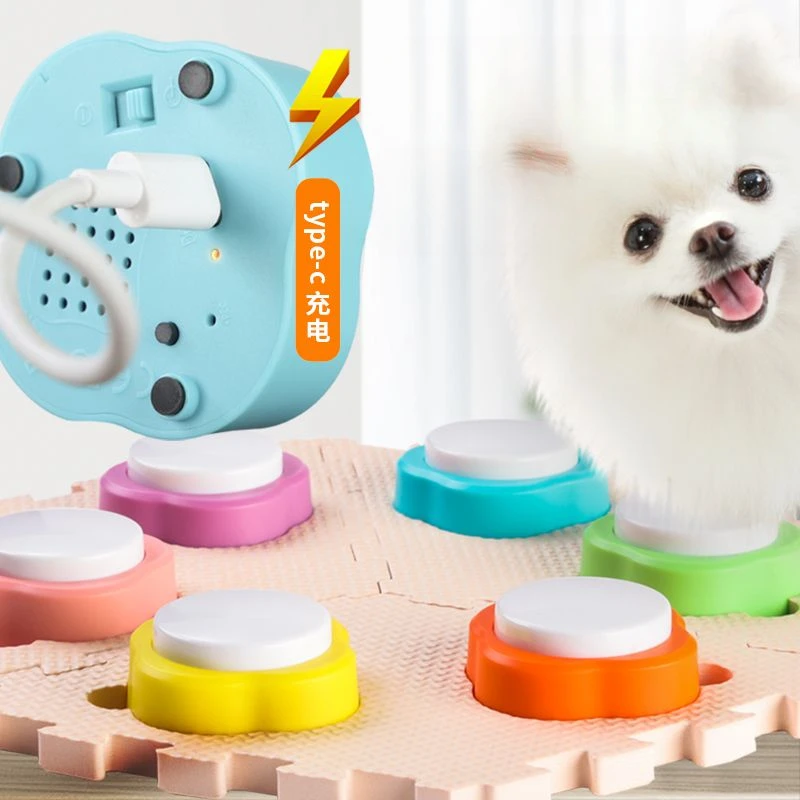 Rechargeable Mini Pet Communication Small Recording Button Cats Dogs Eating Speaking Voice Speaker Buttons Talk Training Ringing dog supplies