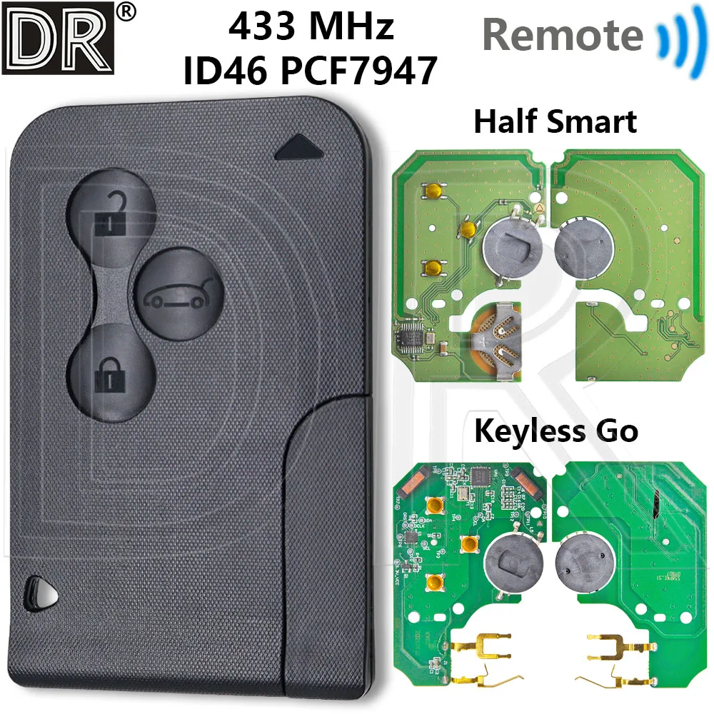 Great ID46 ชิปครึ่งสมาร์ท/KYDZ PCB Keyless Go รถรีโมทคอนโทรลคีย์สําหรับ Renault Megane 2 Laguna 2 Grand Scenic 2 2003-2008