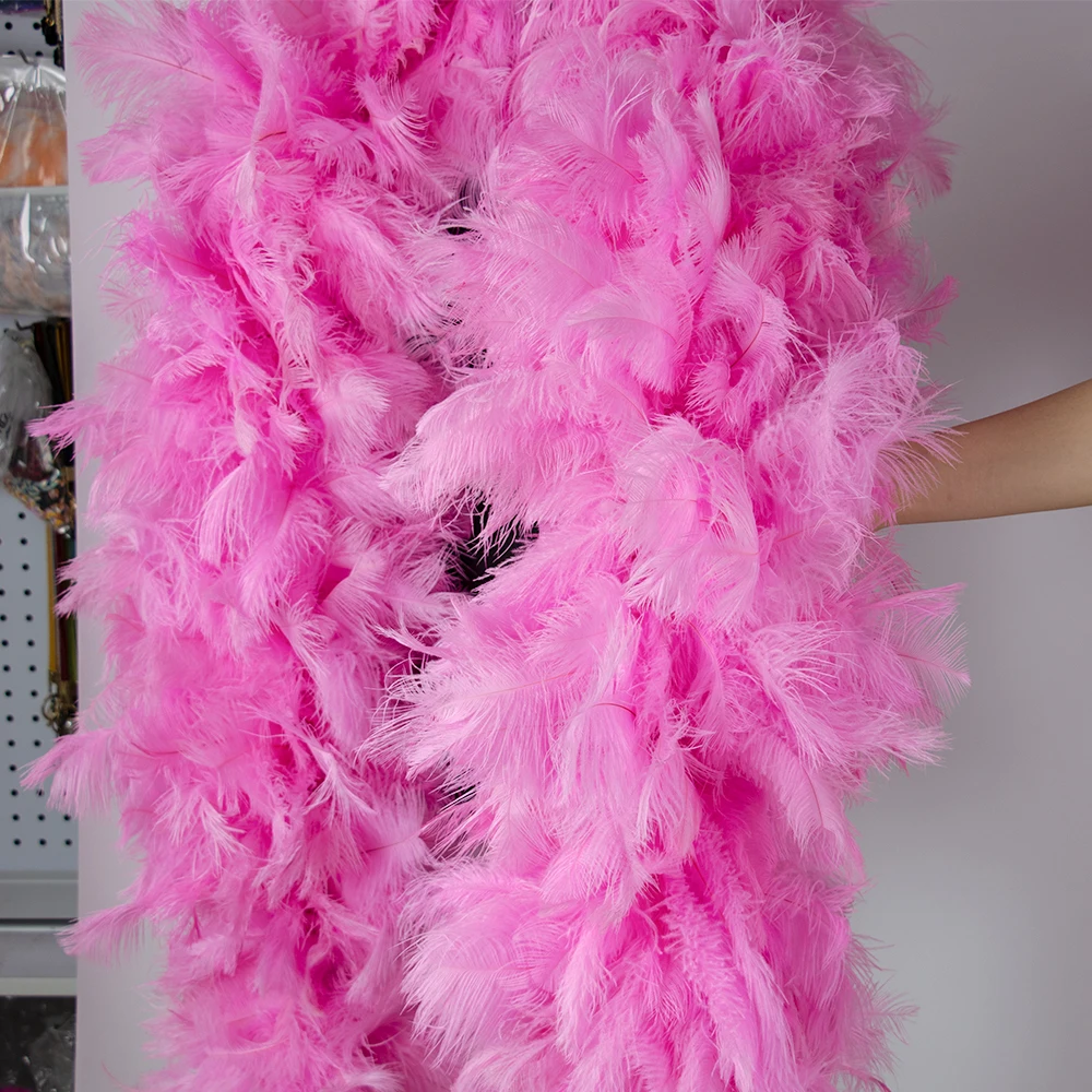 Large 2Metre Natural Ostrich Feather Boas Pink Customized The Whole 10CM  Plume Clothing Scarf Wedding Party Shawl Accessories