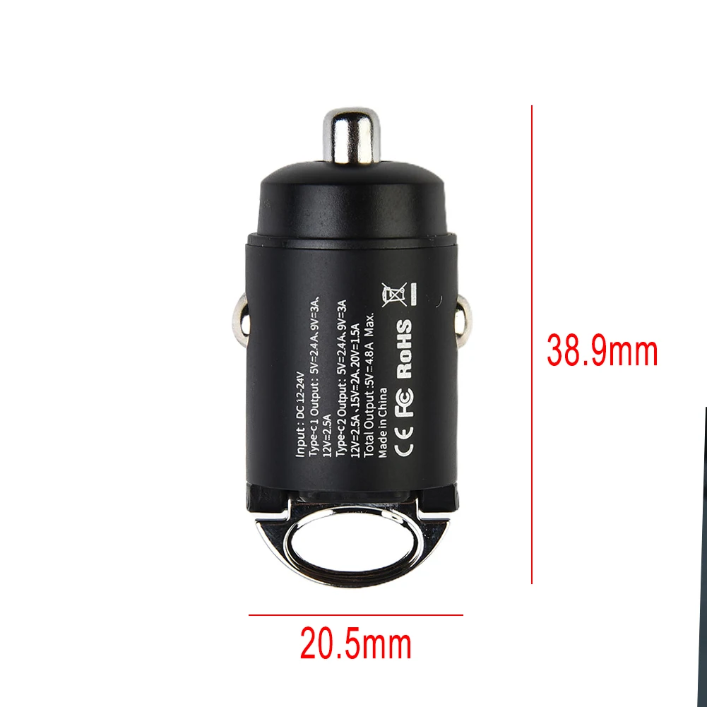 

Adapter Car Phone Charger 30W Type-C Fast Charging Fast-charge Port High Quality -20-60 ℃ 12V-24V Parts 20.5*39.8mm