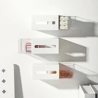 1pcs bathroom wall-mounted cotton swab storage box without punching flip-top storage box mini miscellaneous box 1