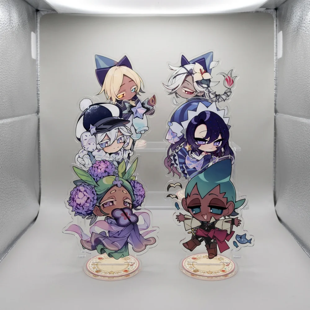 Cookie Run Kingdom Themed 10CM Acrylic Standees & Keyring - Black Pearl, Milk Shadow, Pure Vanilla Mystic Flour Desktop Ornaments Gift