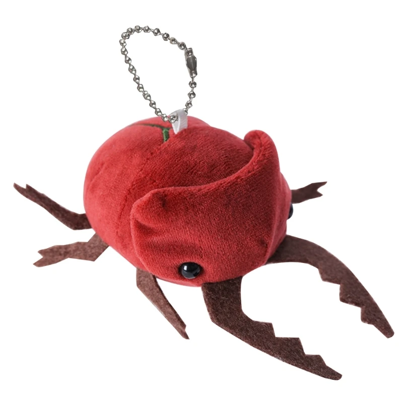 Plush Insect-Beetle Cartoon Plush Keychain Ornament Kids School Bag Pendant GXMB