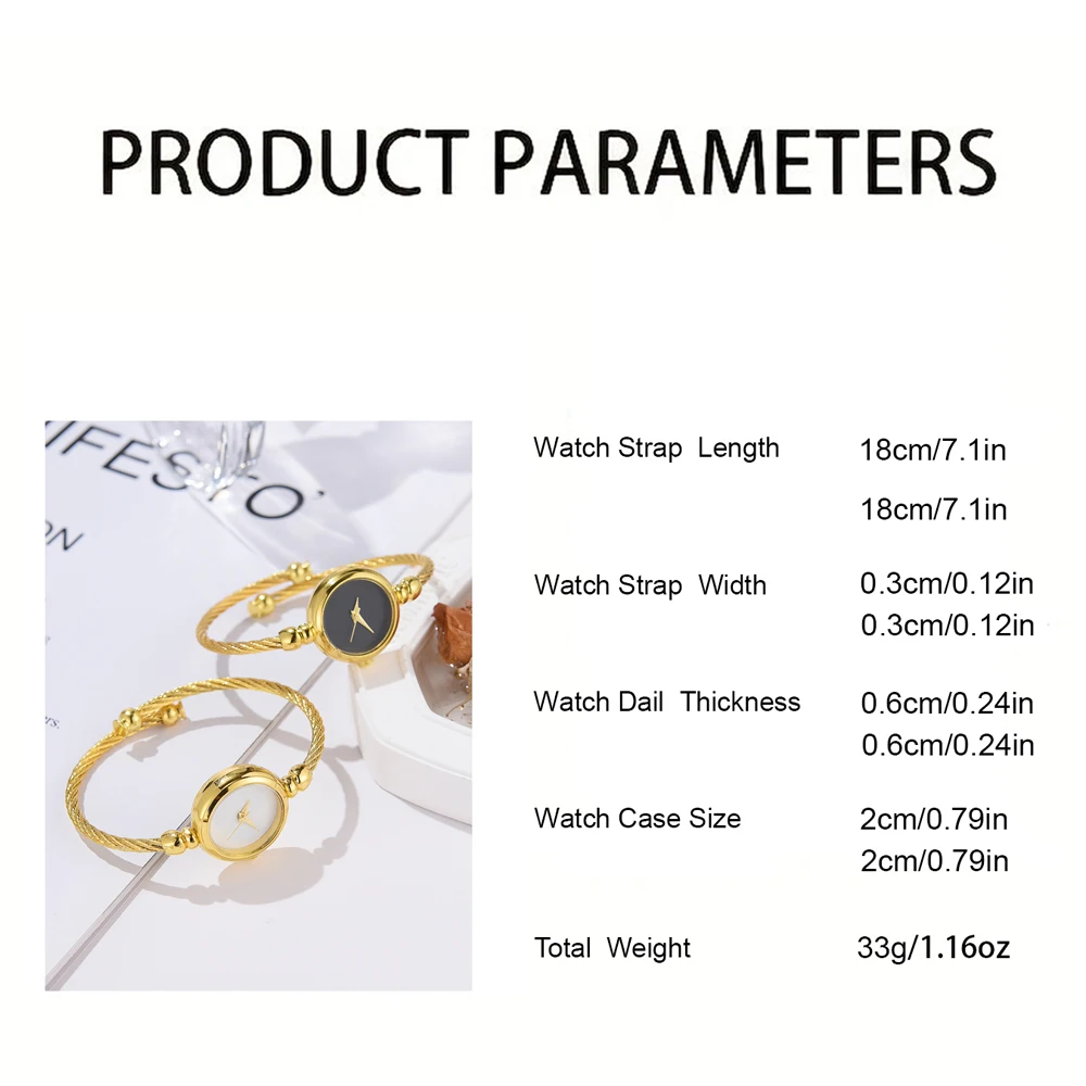 Womens Watch Couple Style Gold Sliver Bracelet Minimalist Steel Strap Quartz Watch Set