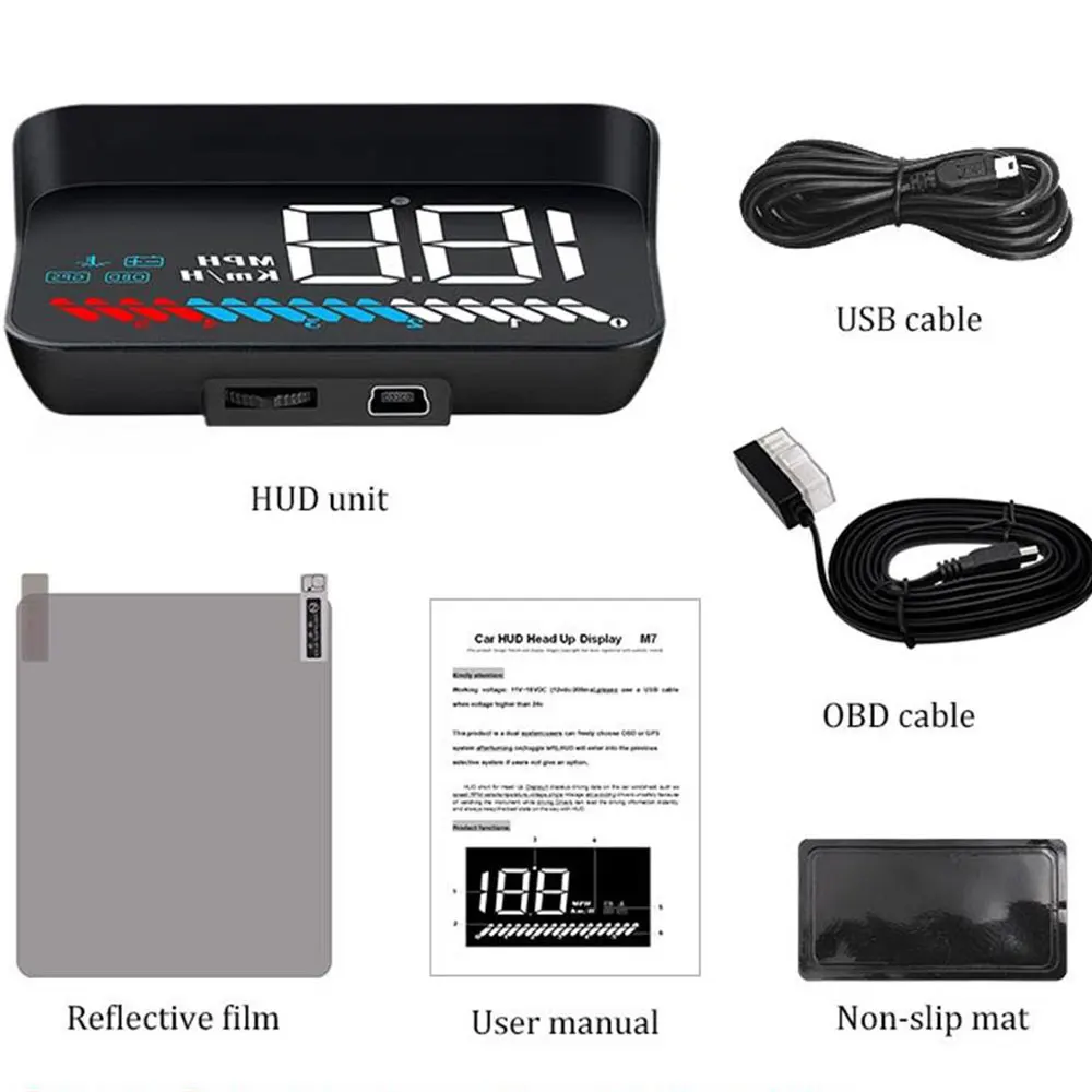AD M7 OBD + GPS HUD  ÷, ڵ ÷, ǻ Ÿڹ ӵ,     