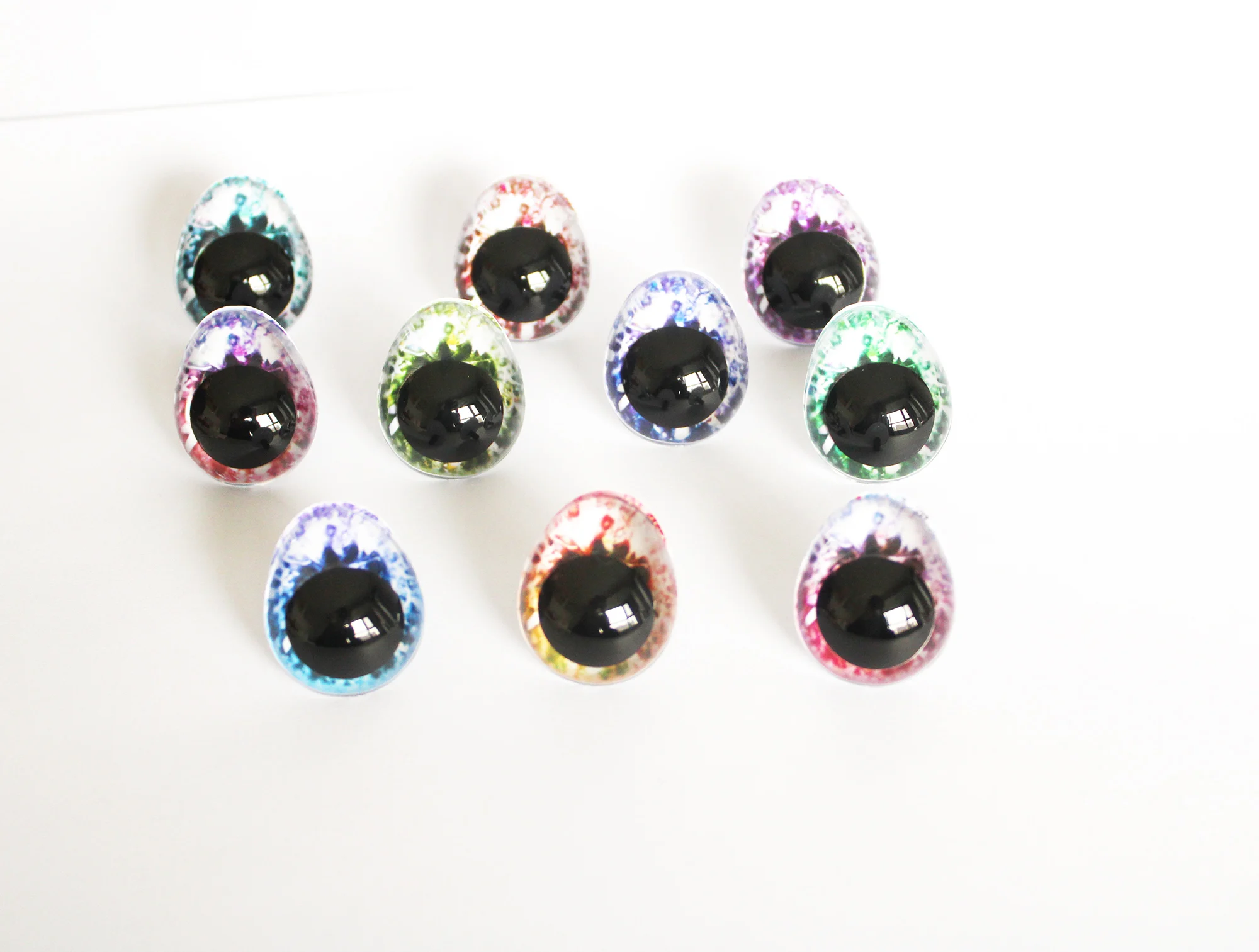 타원형 반짝이 장난감, 동물 눈 투명 인형, 핸드 프레스 와셔, 크기 option-MT5, 13x16mm, 17x20mm, 22x26mm, 로트 당 20 개