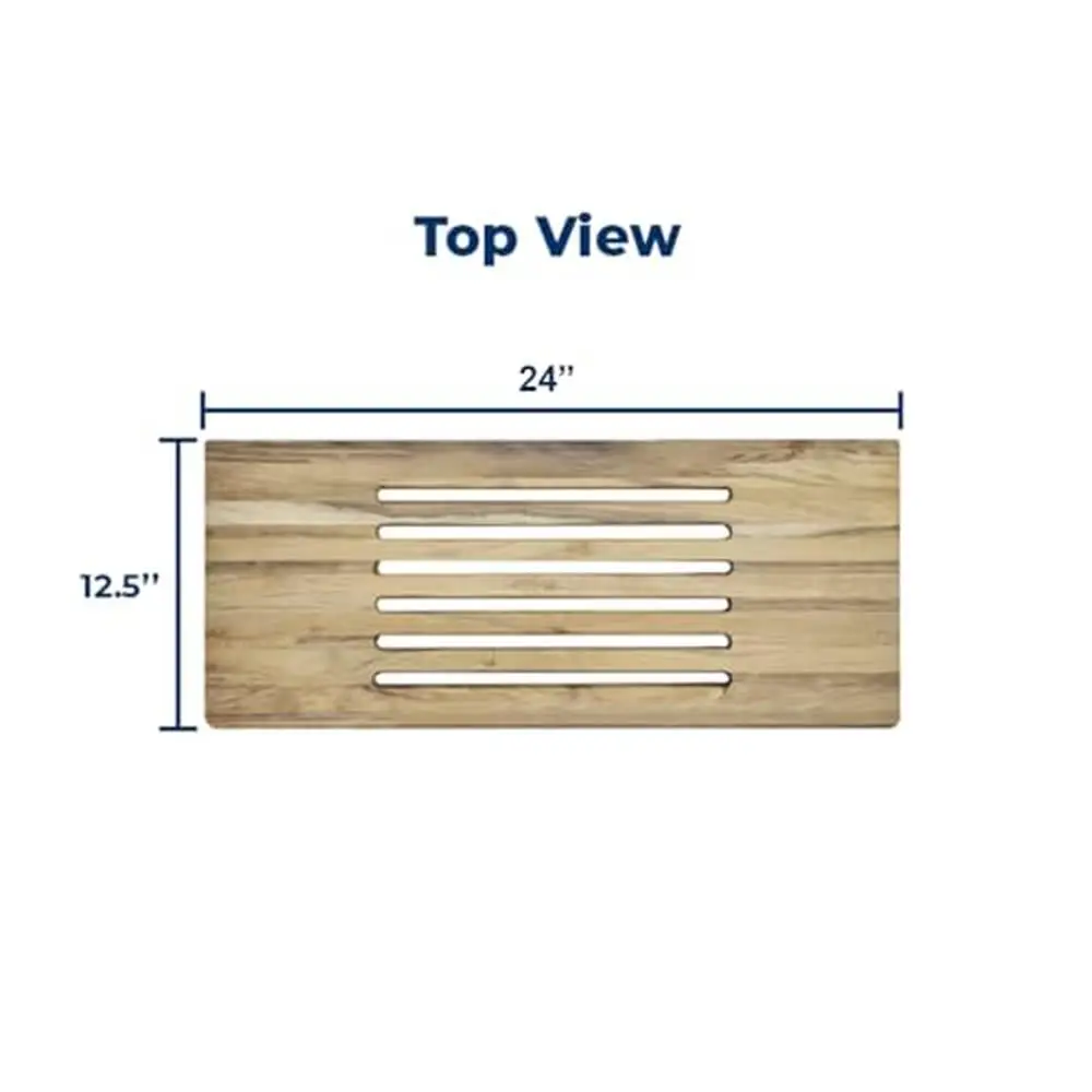 Teak Wood Folding Shower Seat Bench 24" Wall Mounted with Slots Wood Rounded Edges Easy Installation Non-ADA Compliant 4.24KG 6