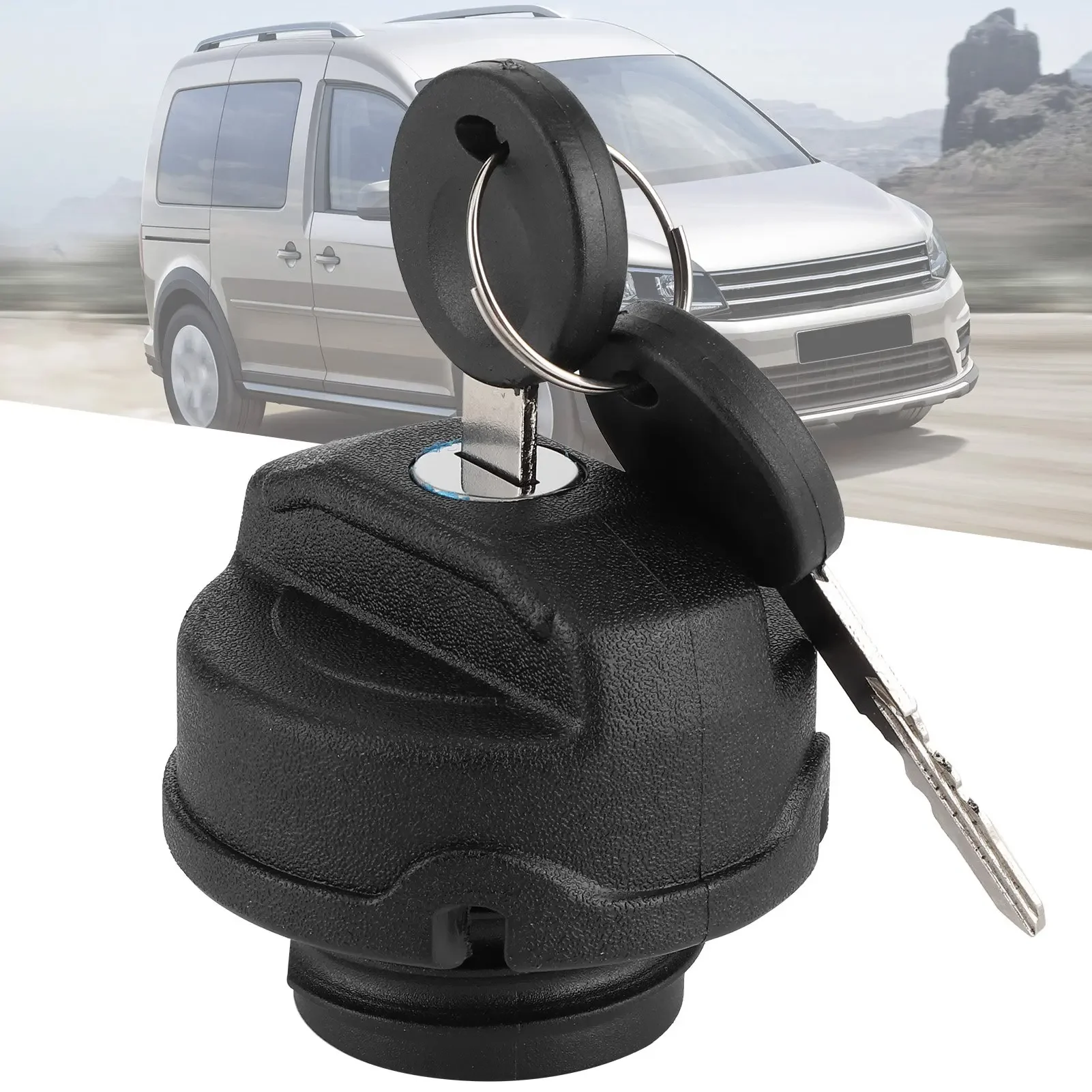 Fuel Tank Cap Fuel Tank Filler Cap Black ABS Petrol Locking Lid Fit for Beetle/Polo/Caddy with 2 Keys