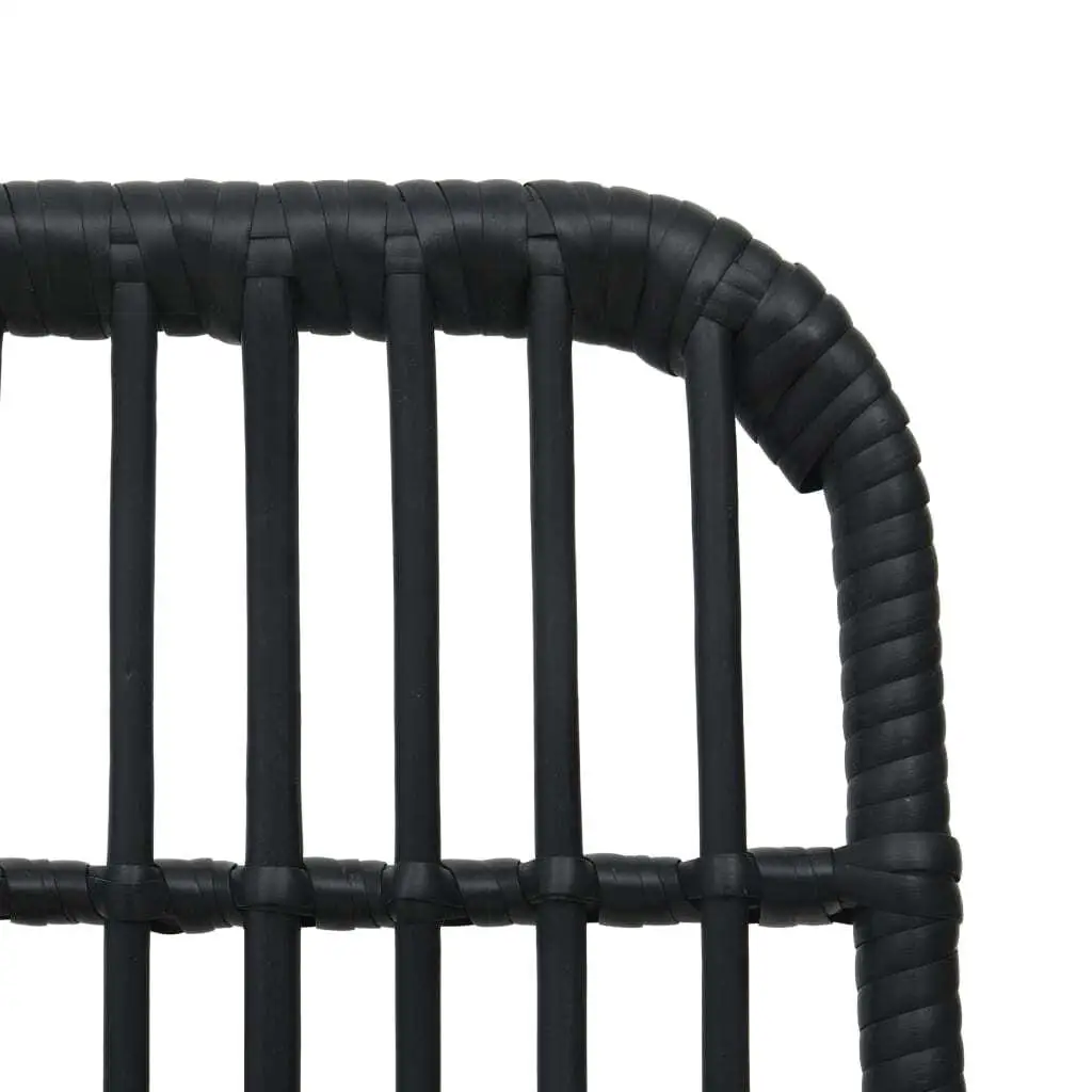 Stylish Black Poly Rattan Dining Set with Powder Coated Steel Frame and Glass Top 31.5 Inch Outdoor Furniture