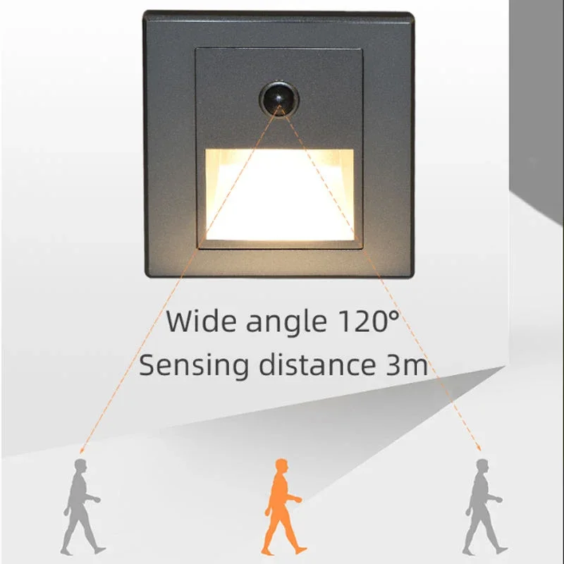 Sensor staircase light infrared sports room outdoor staircase step lamp 3W embedded LED step stairs bedroom decoration