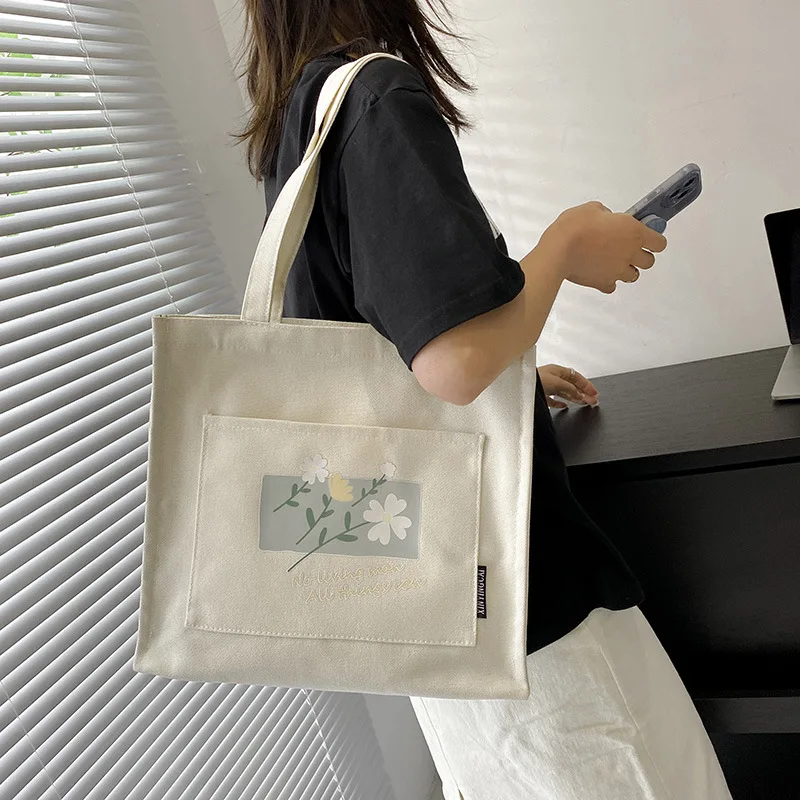 

NEW Canvas Bag Thicken Large Capacity Retro Shoulder Bag Printed Flower Women's Bag Crossbody Bag Urban Trendy Student Tote Bag